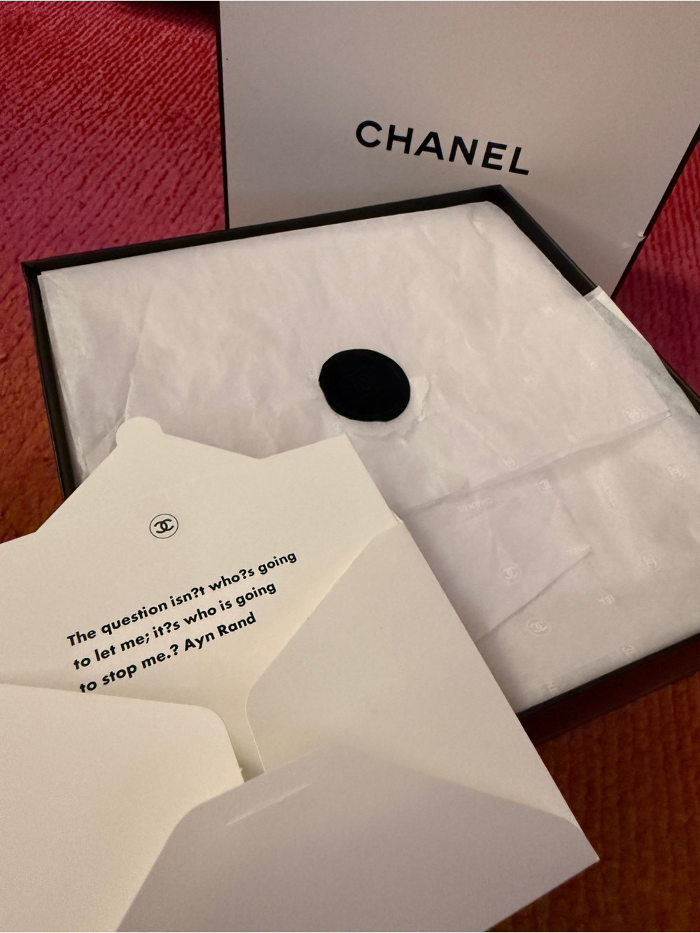 CHANEL White Box Duo with Black Logo Trim